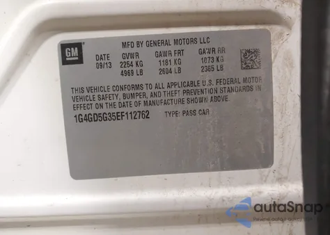 2014 Buick Lacrosse Premium I Group z USA, uszkodzony, nr VIN 1G4GD5G35EF112762